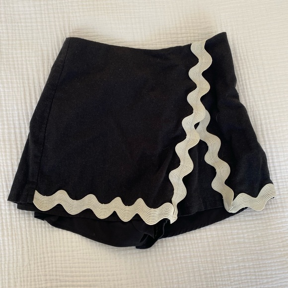 Pants - Black Women's Skort with White Trim